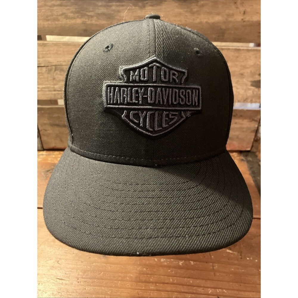 Harley-Davidson Hat Cap Fitted Mens 7 1/2 Black 59FIFTY Twill Motorcycle Logo
